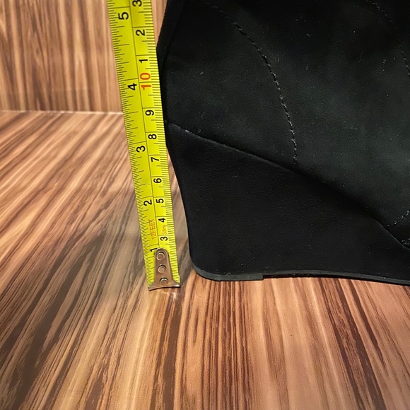Black Suede Wedge Booties - Picture 3 of 5